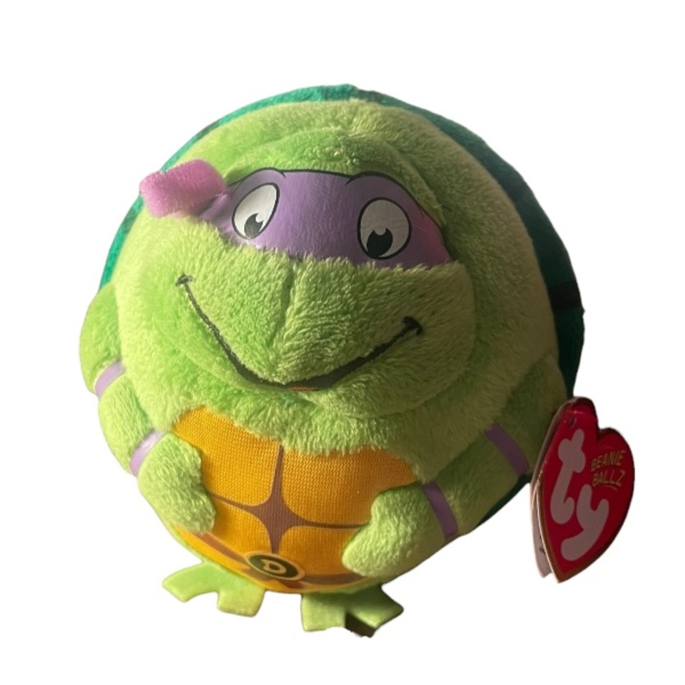 TY beanie Ballz baby 3" TMNT donatello stuffed plushie 2014